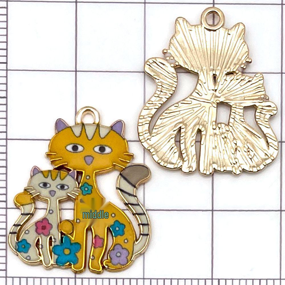 10 Color Enamel Alloy Cartoon Cat Charms Pendants for DIY Jewelry