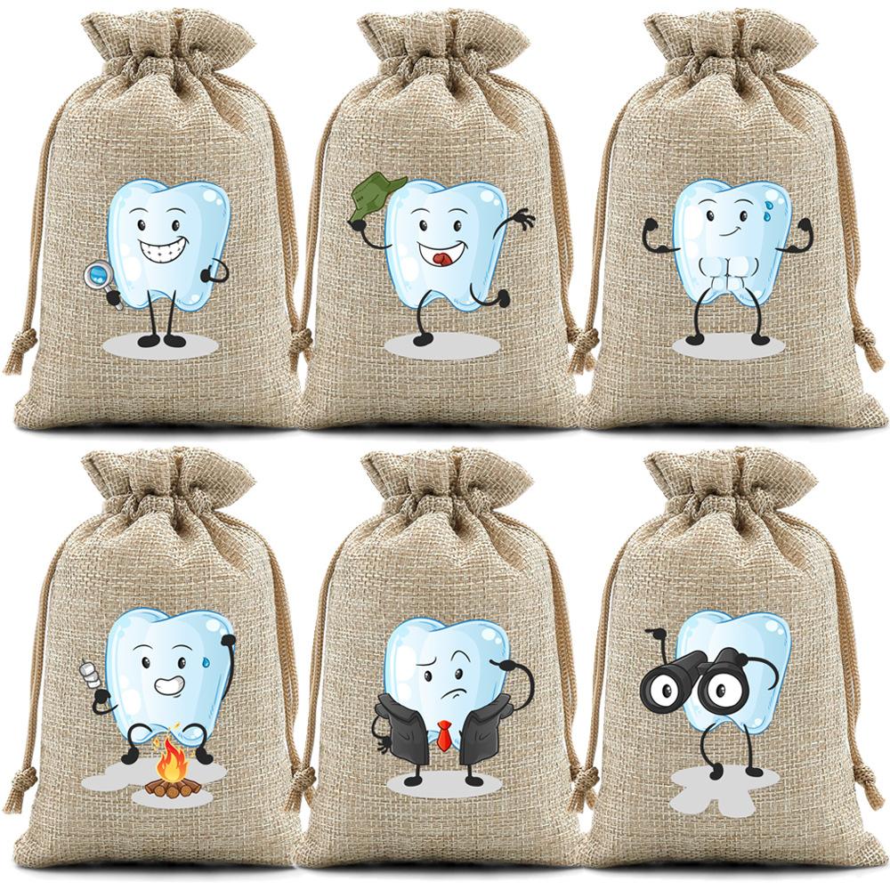 18pcs Drawstring bags teeth storage bags drawstring linen bags children s souvenir packaging gift bags drawstring bags 18pcs 1014cm 1980₽