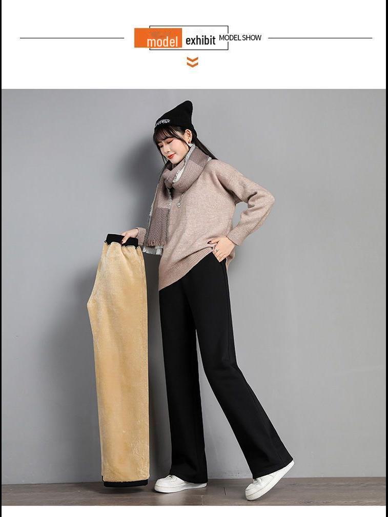 Weite Freizeithose aus weichem Lammfell für Damen für Frühling und Herbst