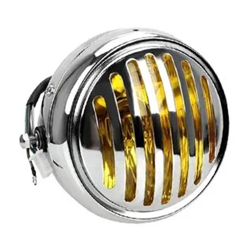 For Honda Gn125/Cg125 Modified Retro Universal Motorcycle 12V Black Shell Front Retro Round Headlight-A87Q