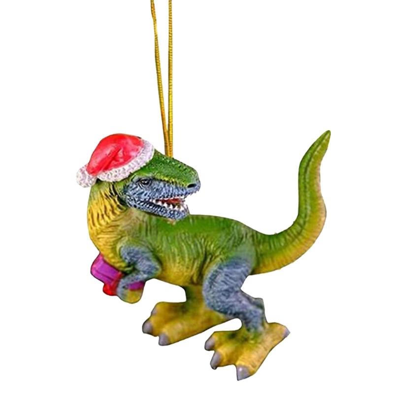 Weihnachtsbaum Anhänger Dinosaurier mit Weihnachtsmütze Figur Dekorationen