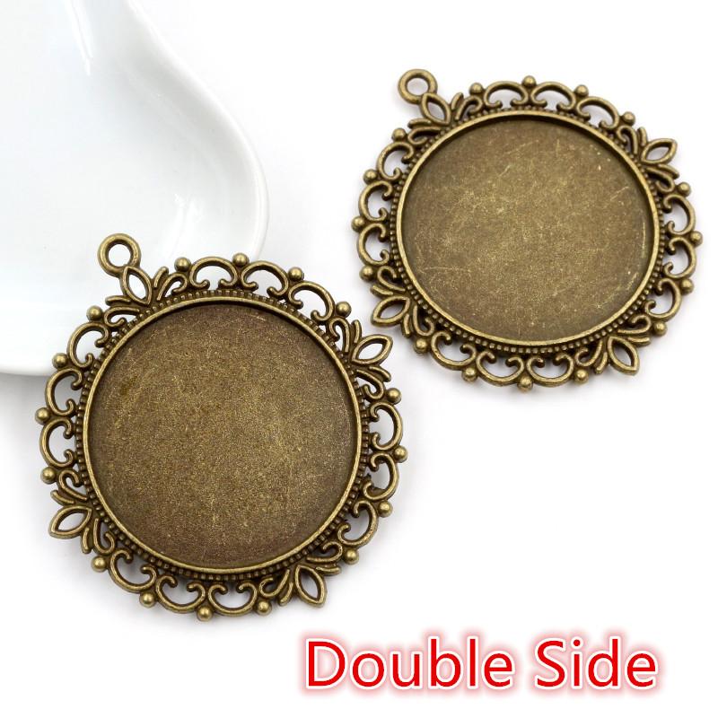 5pcs 35mm Inner Size Bronze Antique Silver Plated Cabochon Blank Base Setting Charms Pendant DIY Jewelry Findings