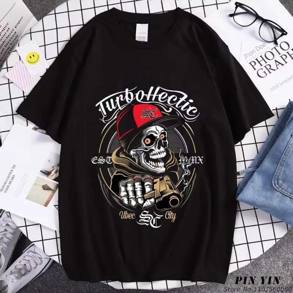

Funny Cartoons T Shirt Men Classic Black T-shirt Summer short sleeve Cotton Men Clothing Oversized Y2K Streetwear Fashion Top XXXXXL чёрный