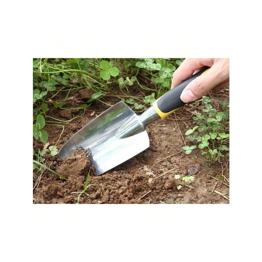 1pc/ Stainless Steel Gardening Shovel With Rubber Anti Slip Handle for Planting Excavating Weeding and Gardening Tools