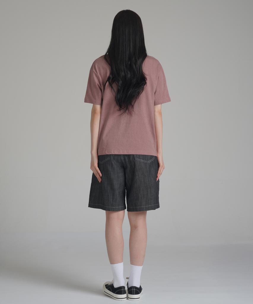 Noming Denim One-Pleat Pocket Wide Bermuda Shorts - Black