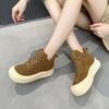 High Top Shoes for Women In Autumn and Winter 2026 New Matte Leather Thick Soled Small Campus Style Casual Board Shoes