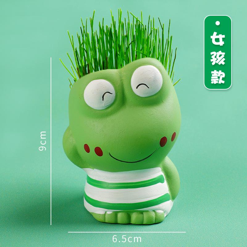 1pc Ceramic Flowerpot Mini Couple Frog Shaped Cartoon Cute Potted Plant Desktop Frog Plant Pot DIY Desk Decorate