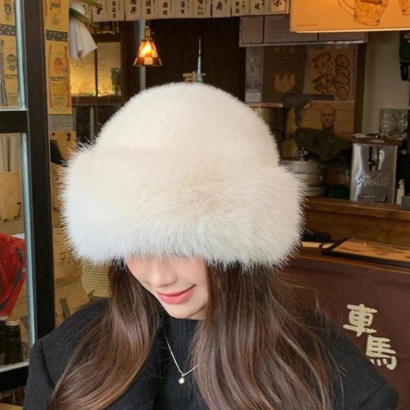 Women Autumn Winter Faux Fur Hat Sweet And Lovely Warm Hats Girls Outdoor Quality Faux Mink Fur Caps