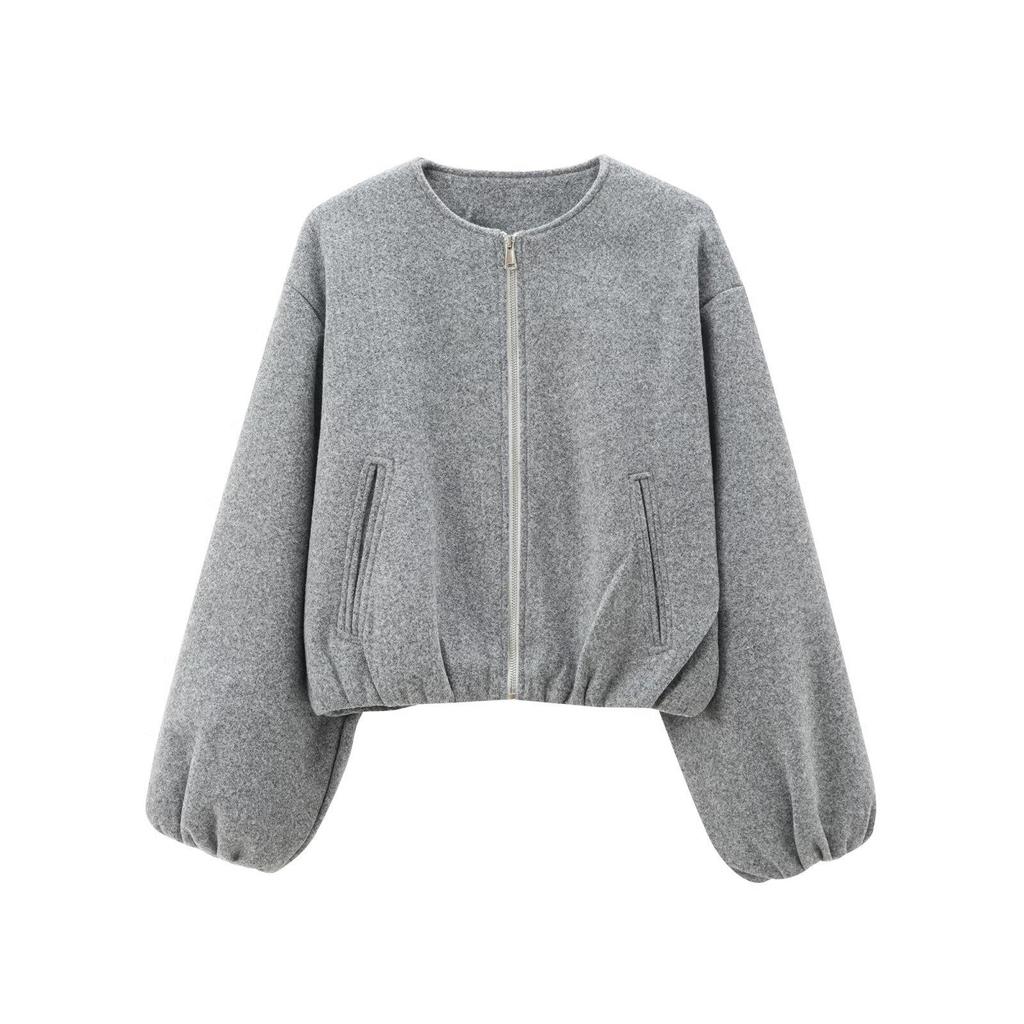 European & American Women's Soft Round Neck Bomber Jacket - New Autumn/Winter Collection