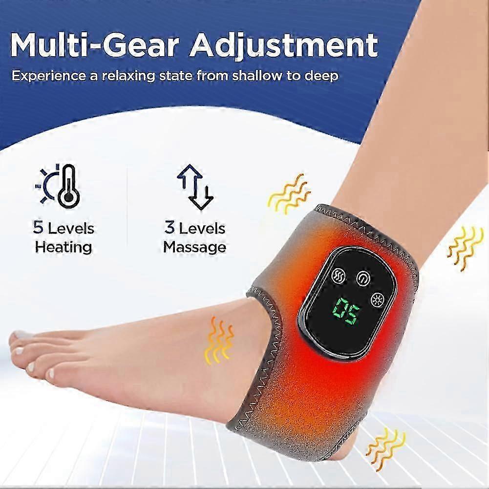 Foot Massager with Heated Ankle Wrap, Wireless Portable Design, Triple Method & 3 Vibration Modes for Home Office Travel