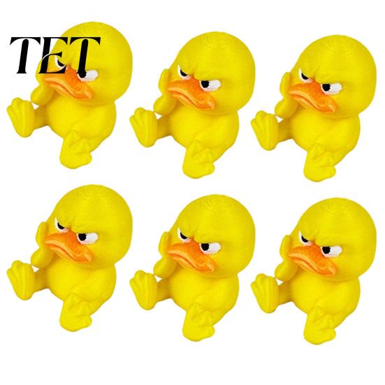 3D Printed Animal Statue Angry Yellow Duck Ornament, Funny Desk Cute Decor Decoration, Miniature Figurine for Home Office Collectible Mini Figure