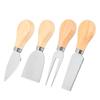4-Piece Cheese Knife Set with Wooden Handles - Stainless Steel Cheese & Butter Knife Fork Set for Baking