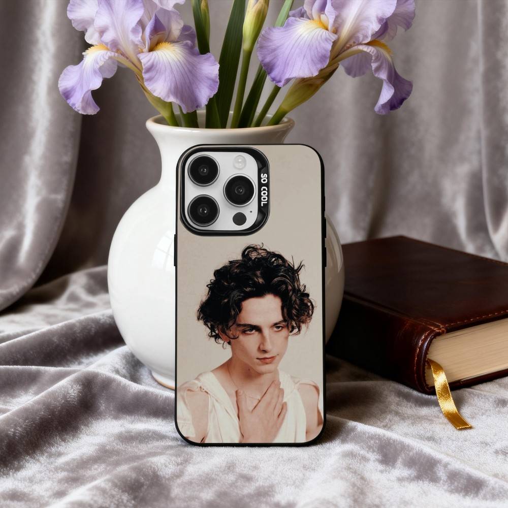 T-Timothee C-ChalametS Phone Case For iPhone17,16,15,14,13,12,11 Plus,Pro Max Black Candy silver phone case