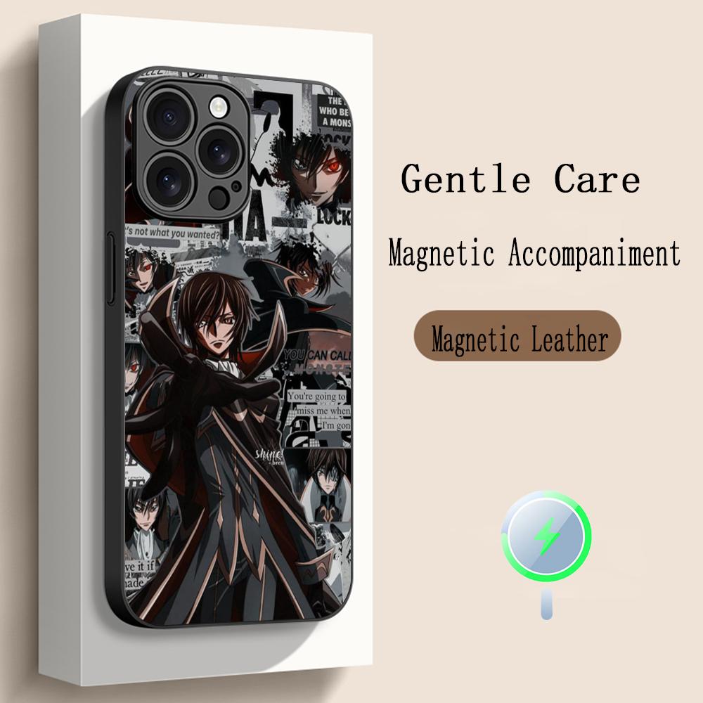 

Чехол для телефона Code Geass Классический аниме-узор Для iPhone 16 15 14 13 12 11 Plus Pro Max Высококачественный Роскошный Magsafe Овечья кожа iPhone 14 Pro