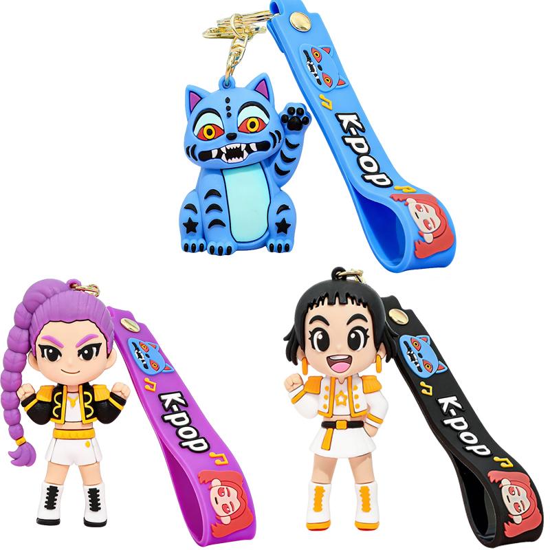 Surprise Gift Anime Movie Rumi Mira Zoey Keychain Warrior Girls Keyring PVC Figure Pendant Backpack Bag Keychains