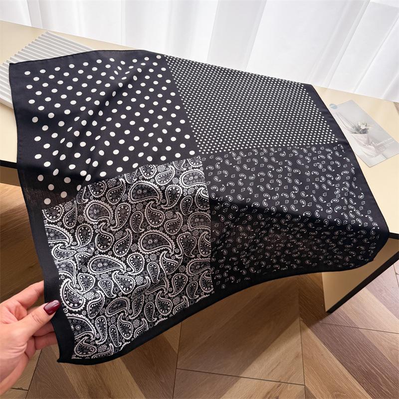 Cashew splicing polka dot imitation velvet herringbone pattern cotton and linen small square scarf silk scarf headscarf shawl decorative scarf scarf