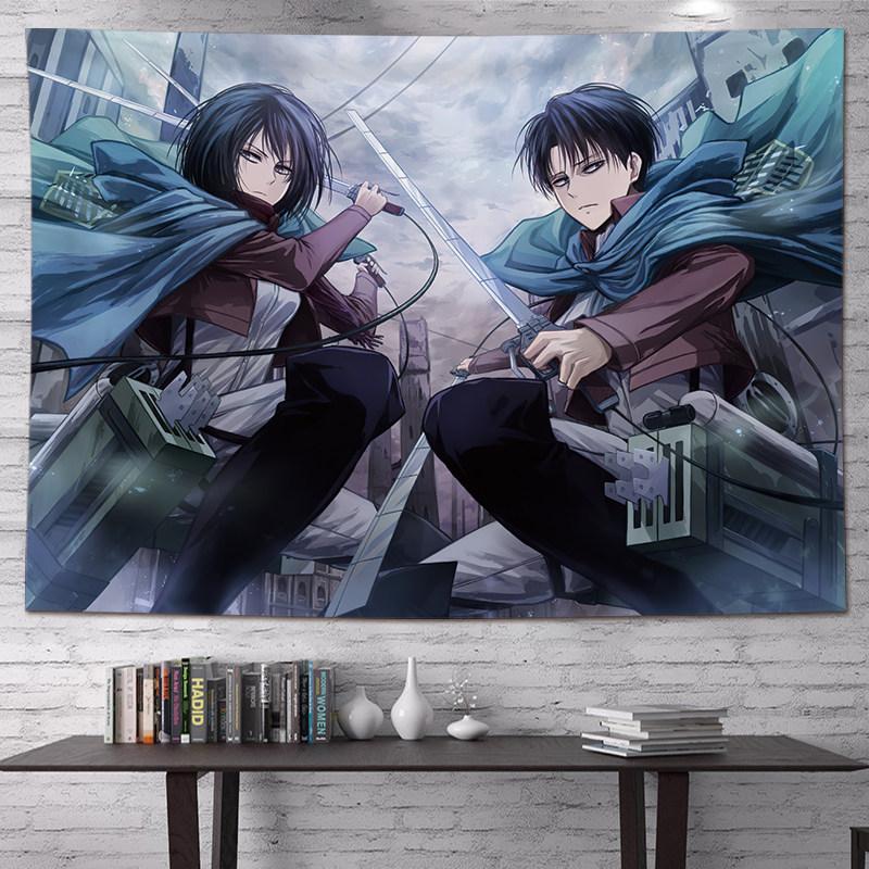 Vertical Attack On Titan Anime Tapestry Cartoon Wall Art Hanging For Bedroom Dorm Living Room Home Decoration