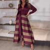 2024 Autumn Women's Elegant Lace-up Patchwork Stripe Dress