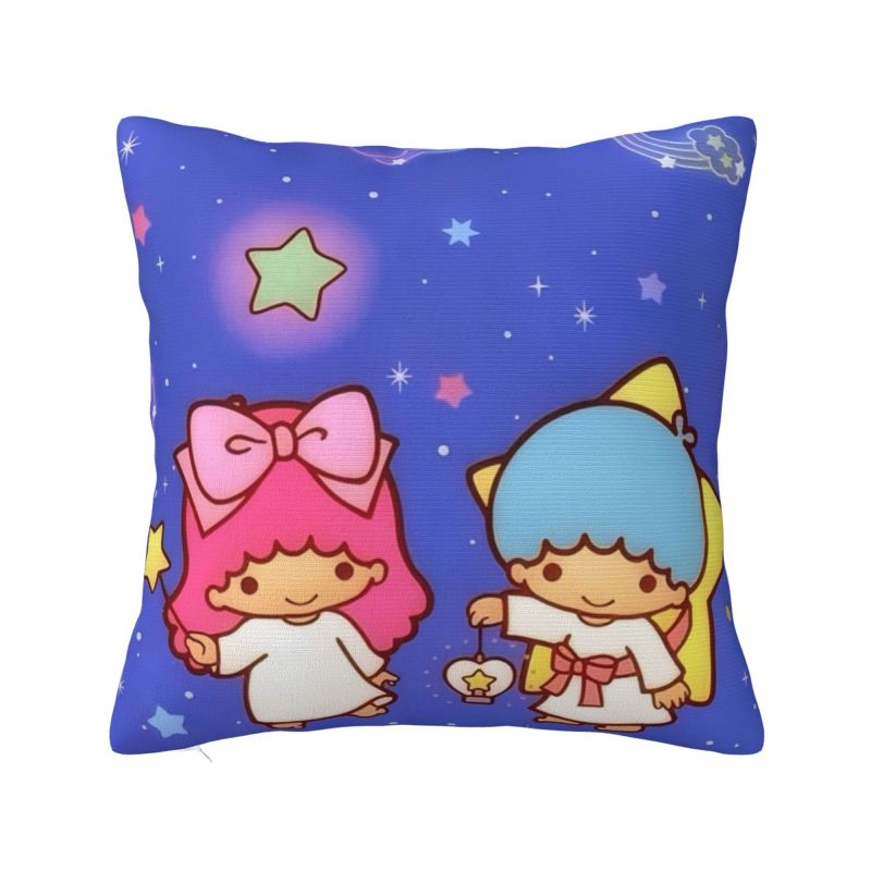 Sanrio Little Twin Stars Anime Cover 45x45cm Soft Lala Cartoon Kiki Cute Throw Pillow for Sofa Square Pillowcase Decoration