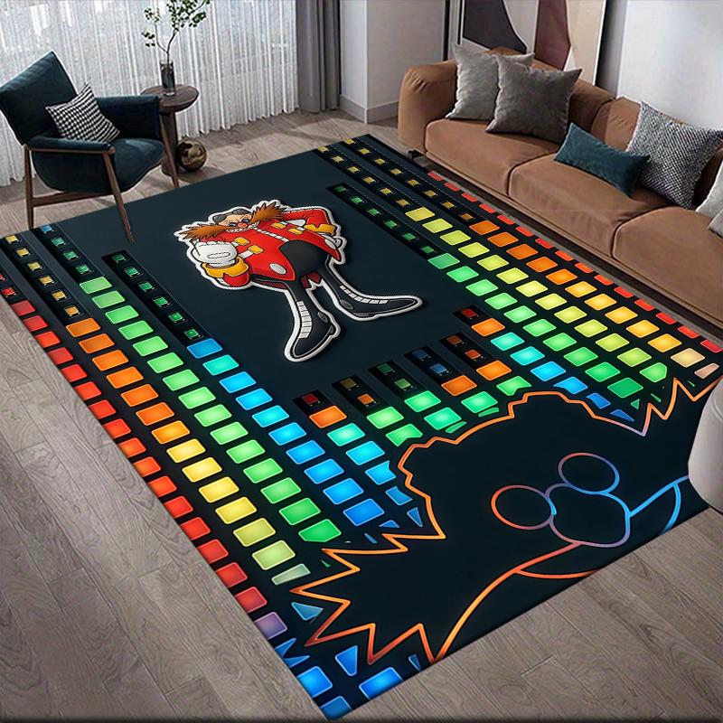 Dr Eggman Home Sofa Decoration for Living Room & Bedroom, Non‑Slip Play Flannel Floor Mat for Game Room