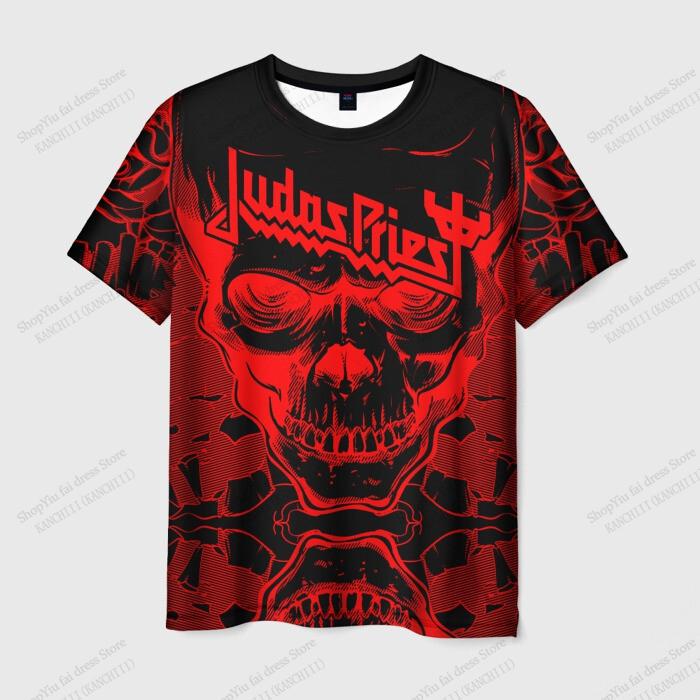 Retro Judas Priest Band 3d Print T-shirt Men Women Fashion Harajuku Large size Out Short Sleeve Rock Tops Tees Men Clothing Kids
