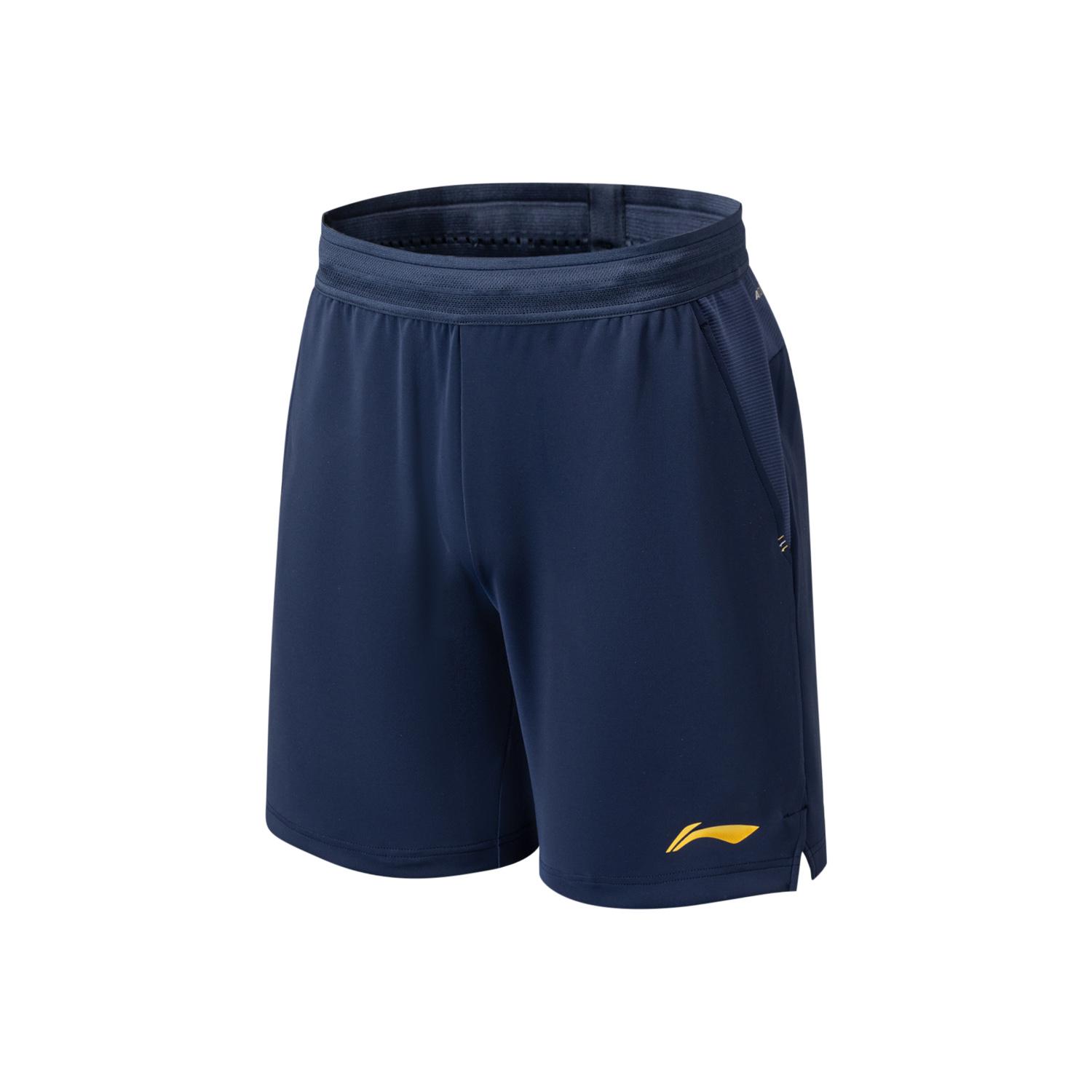 

Серия бадминтона Li Ning Однотонные удобные вязаные спортивные шорты с буквенным узором Унисекс шорты Темно-синий AAPU219-4 XXL