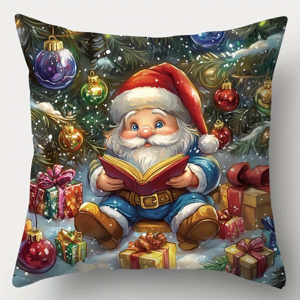 Christmas Themed Pillowcases: Santa, Snowman & Christmas Tree Designs Sofa Room Cushion Cover Home Decoration New Year Gift