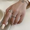 Trendy Geometric Heart Ring: Retro, Stackable Open Band for Women