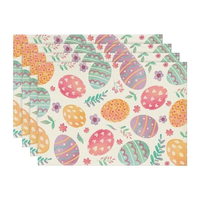 Buffalo Check Rabbit Carrots Easter Set of 1/4 Place Mats, 30 X 45 Cm, Spring Banquet Placemats, Washable Place Mats, Kitchen Party Decoration