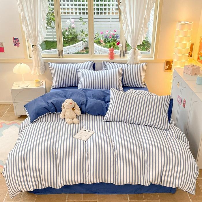 Class A Maternal And Infant Grade Washed Cotton Double-Layer Yarn4-Pcs Set Bed Hat Student Bed 3-Pcs Set Bed Sheet Quilt Cover Quilt Cover
