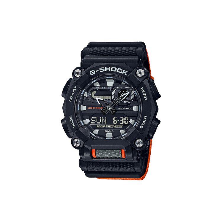 Casio G-Shock Youth Series Industrial Design Theme Quartz Watch Men watches Black GA-900C-1A4 Black Dial Orange Strap