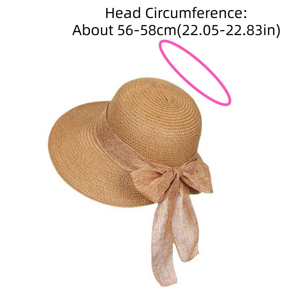Basin Cap Portable Straw Weaving Beach Hat Breathable Hollow Out Bow Fisherman Cap Thin Polyester Big Brimmed Woven Cap Spring