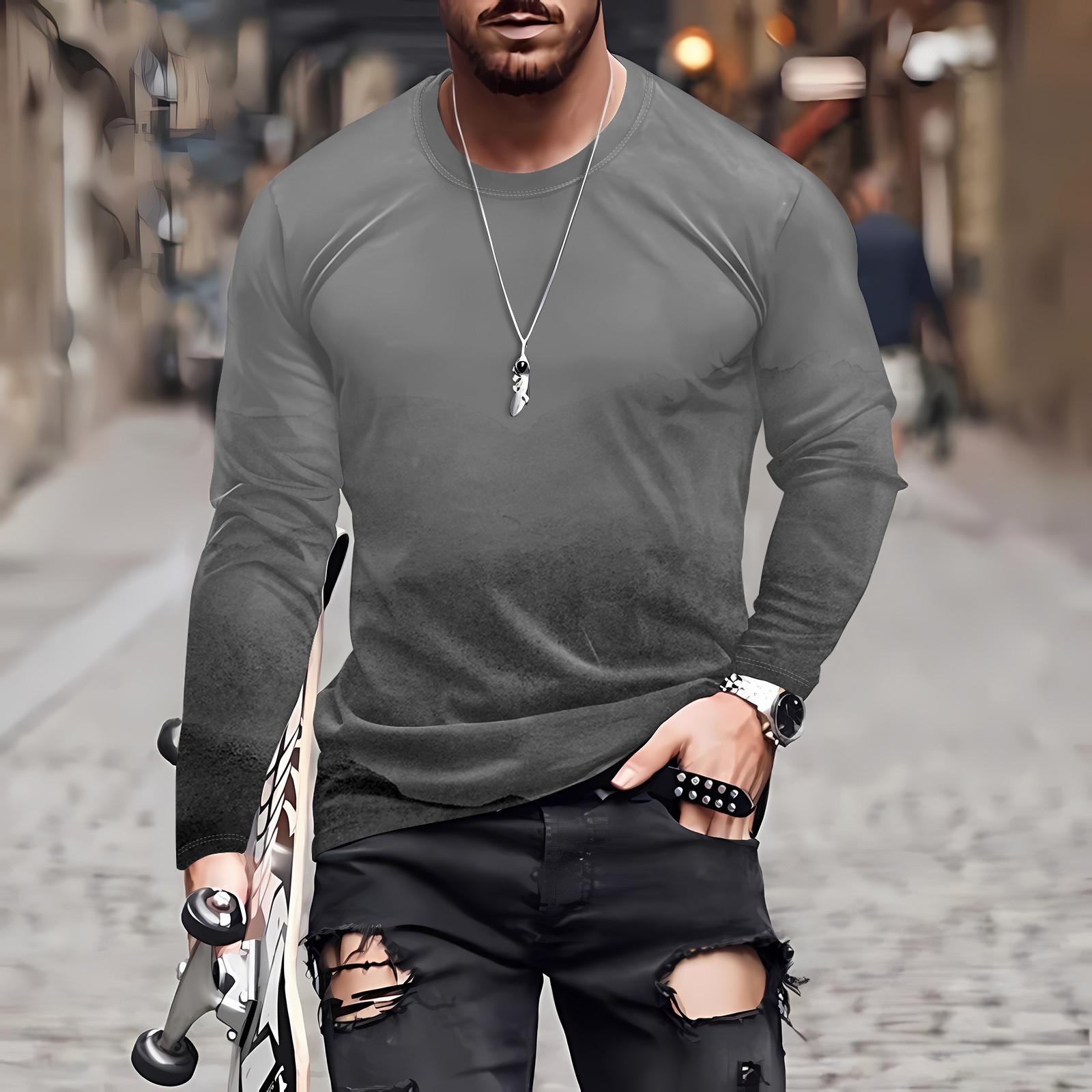 

Муж. Футболка Круглый вырез Одежда Одежда На открытом воздухе Длинный рукав С принтом Модельер Винтаж XXL