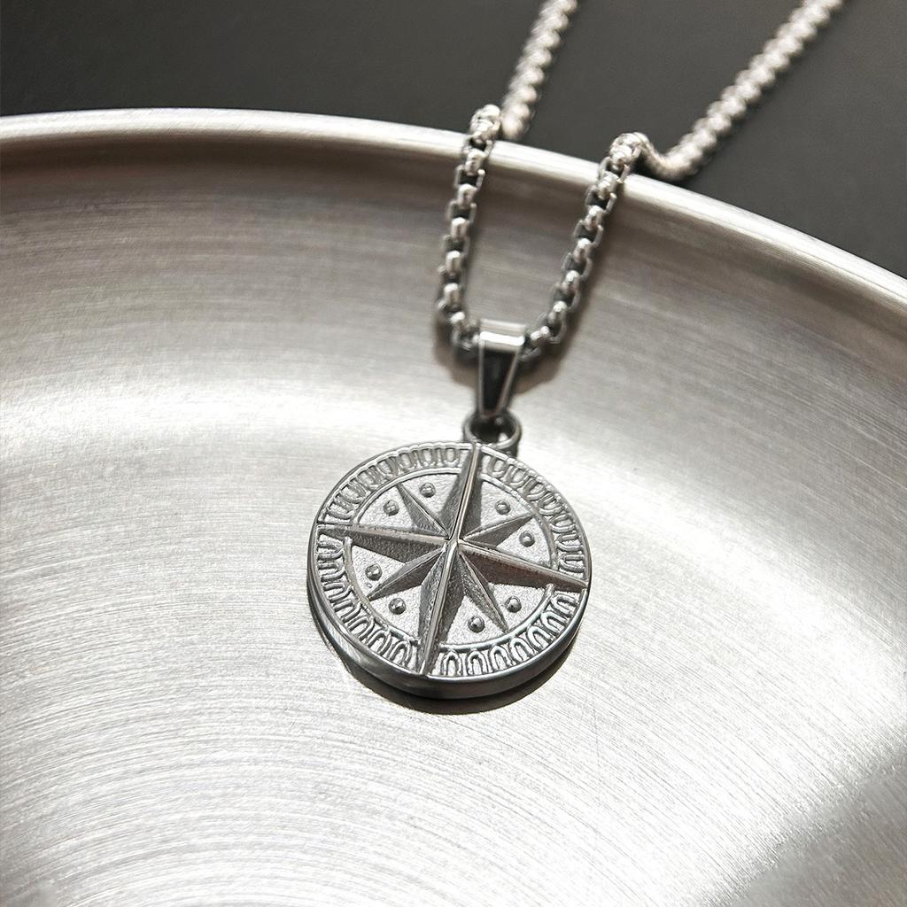 VAF New Design Silver/18K Gold Compass Pendant Necklace Jewelry 316L Stainless Steel Halskette Compass