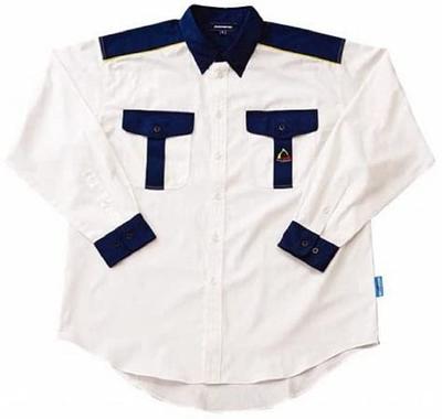 Motorcycle Instructor Y Shirt S 393 <Long Sleeve> White/Navy IK-931