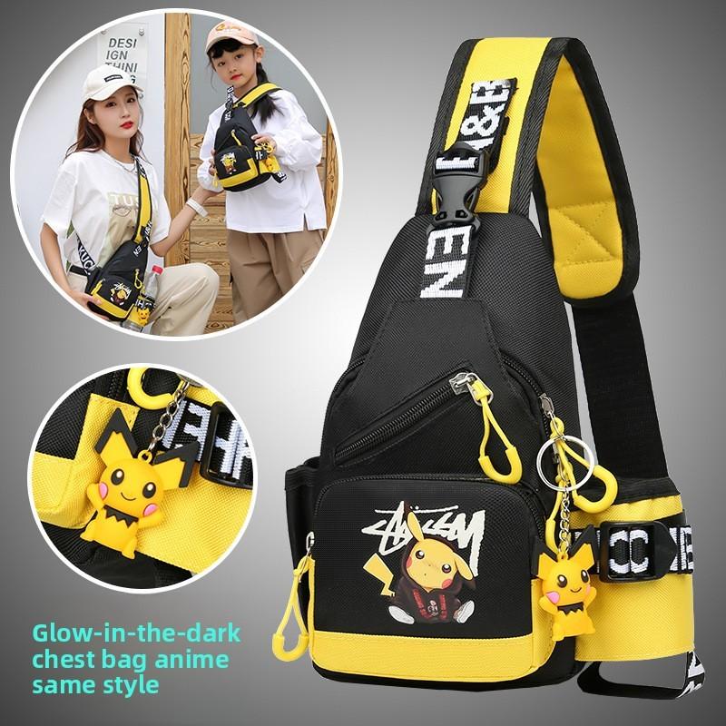 Pikachu Shoulder Chest Crossbody Bag Anime Pattern Child Gift Outdoor