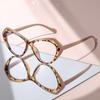 Retro Cat Eye Eyeglasses with Multicolor Patterned Frame & Black Arms, Clear Lenses for Fashionable Women’s Style