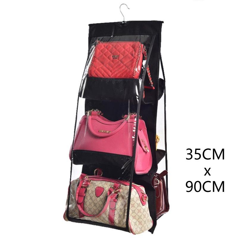 Wardrobe Closet Transparent Storage Bag Hanging Handbag Organizer Underwear Bra Organizer Storage Washable