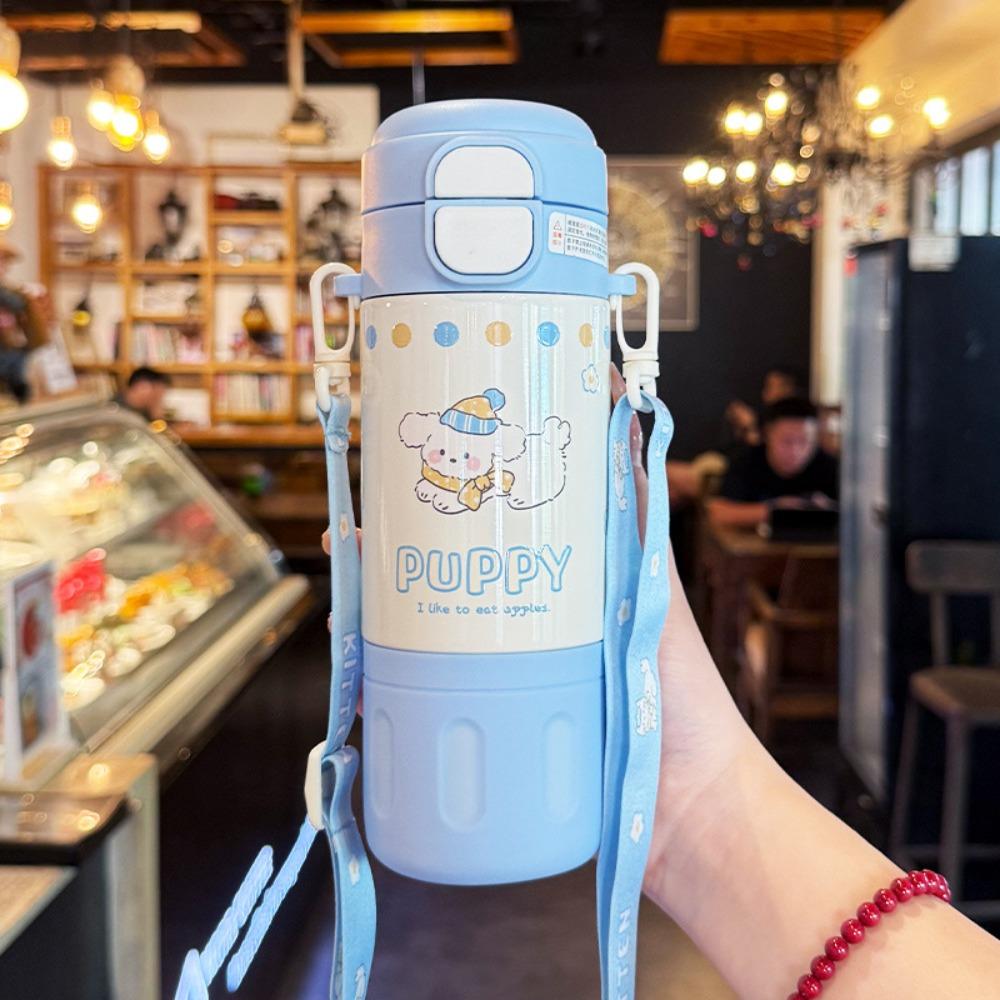 Portable 480ML Insulated Cup Stainless Steel Large Capacity Vacuum Flasks with Lifting Rope Water Bottle for Boys and Girls