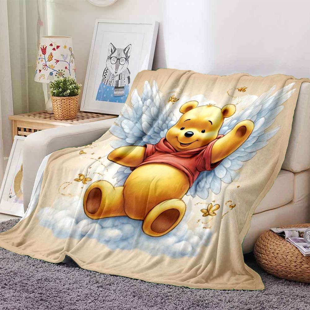 Winnie Pooh Angel Flannel Blanket Super Soft Warm Cozy Blanket For Sofa Bed Office Travel Allseason Home Decor Gift