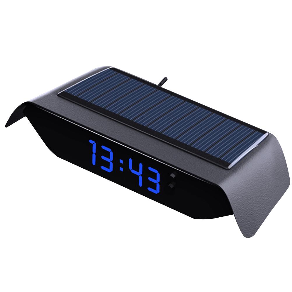 Tragbare Solar-Autodigital-LCD-Uhr & Temperaturanzeige Auto-Armaturenbrett-Uhren Hintergrundbeleuchtung Elektronischer Bildschirm Temperaturuhr