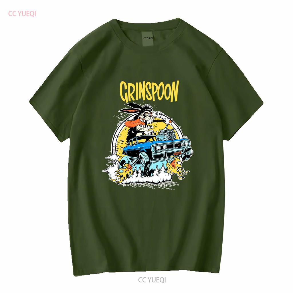 Grinspoon T Shirt Medium long sleeves vintage Washed Soft Comfortable homme graphic fashion Top For Everyday Wear Slightly