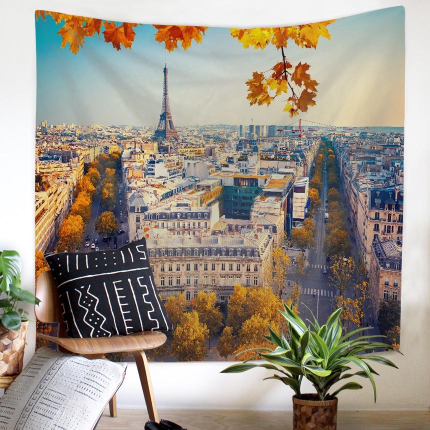 Nordic Paris Eiffel Tower Landscape Polyester Tapestry For Renting House Renovation Student Dormitory Wall Background Hanging Cloth