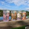 Japanische Gold-Umriss-Gehämmerte Kristallglas-Tasse Handbemaltes Blumendesign Premium-Qualität Wasserbecher