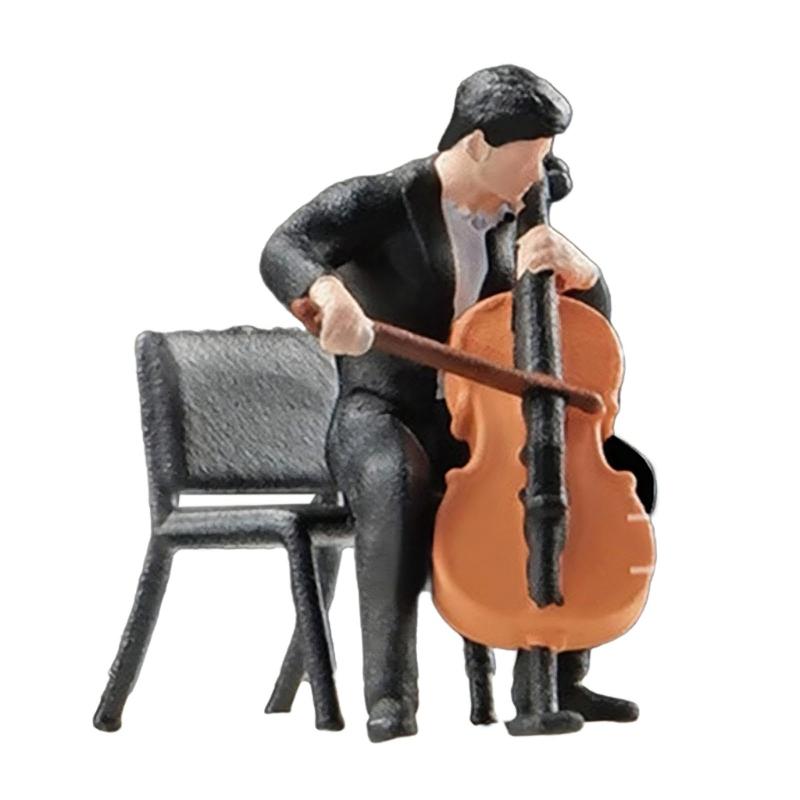 Resin Miniature Figures of Violin Players in 1/64 Scale Ideal for Long Term Decors and Artistic Projects