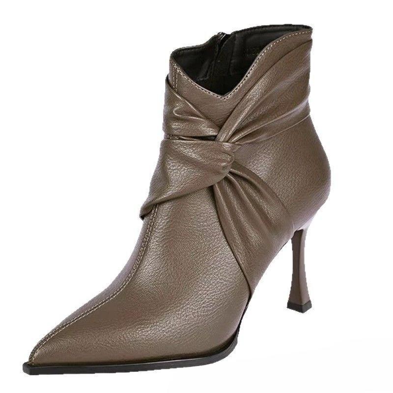 Pointed-toe High-heeled Ankle Boots for Women's Autumn and Winter New Thin-heeled Shoes