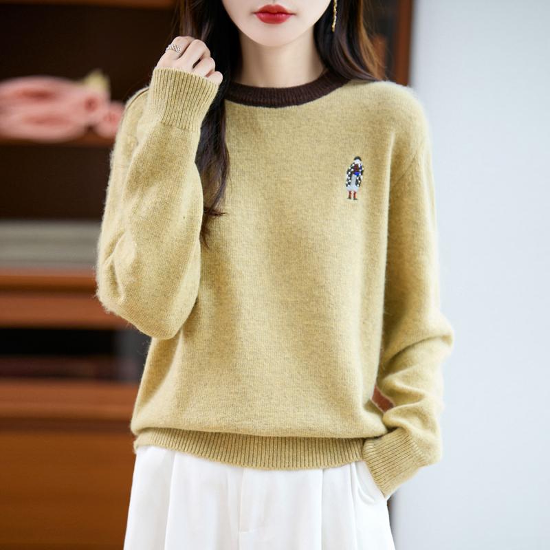 Women's Cashmere Sweater Qinghe Cashmere 30% Cashmere 70% Wool Autumn and Winter Pullover Warm and Fashionable