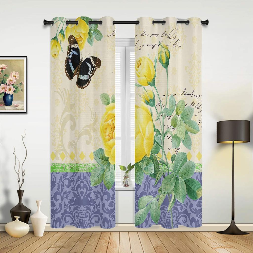 Peonies Roses Flower White Curtains for Bedroom Living Room Drapes Kitchen Children's Room Window Curtain Modern Home Decor