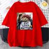 Funny Cat Graphic Cotton T-Shirt for Women Men Breathable Stretchy Crew Neck Tee Casual Loose Short Sleeve Oversize Tshirt