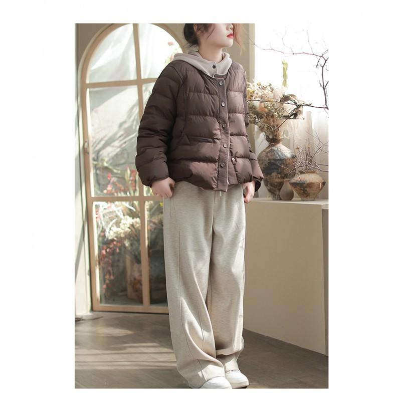 Womens Lightweight Winter Duck Down Coat Black Beige Coffee Elegant Casual Warm Jacket